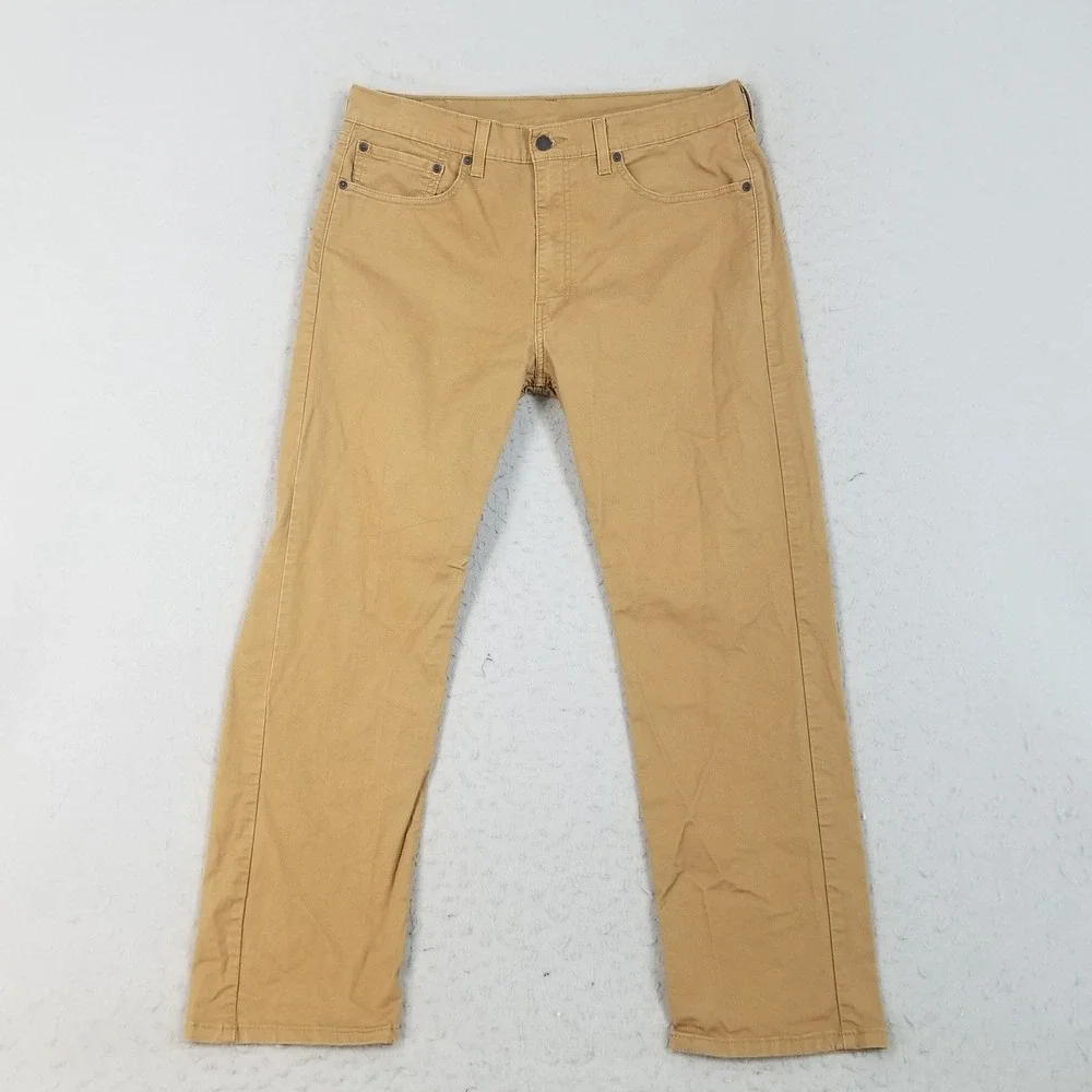 Levi's Pants Mens 36x30 Tan 505 Regular Fit Khaki Cotton Stretch Straight Leg